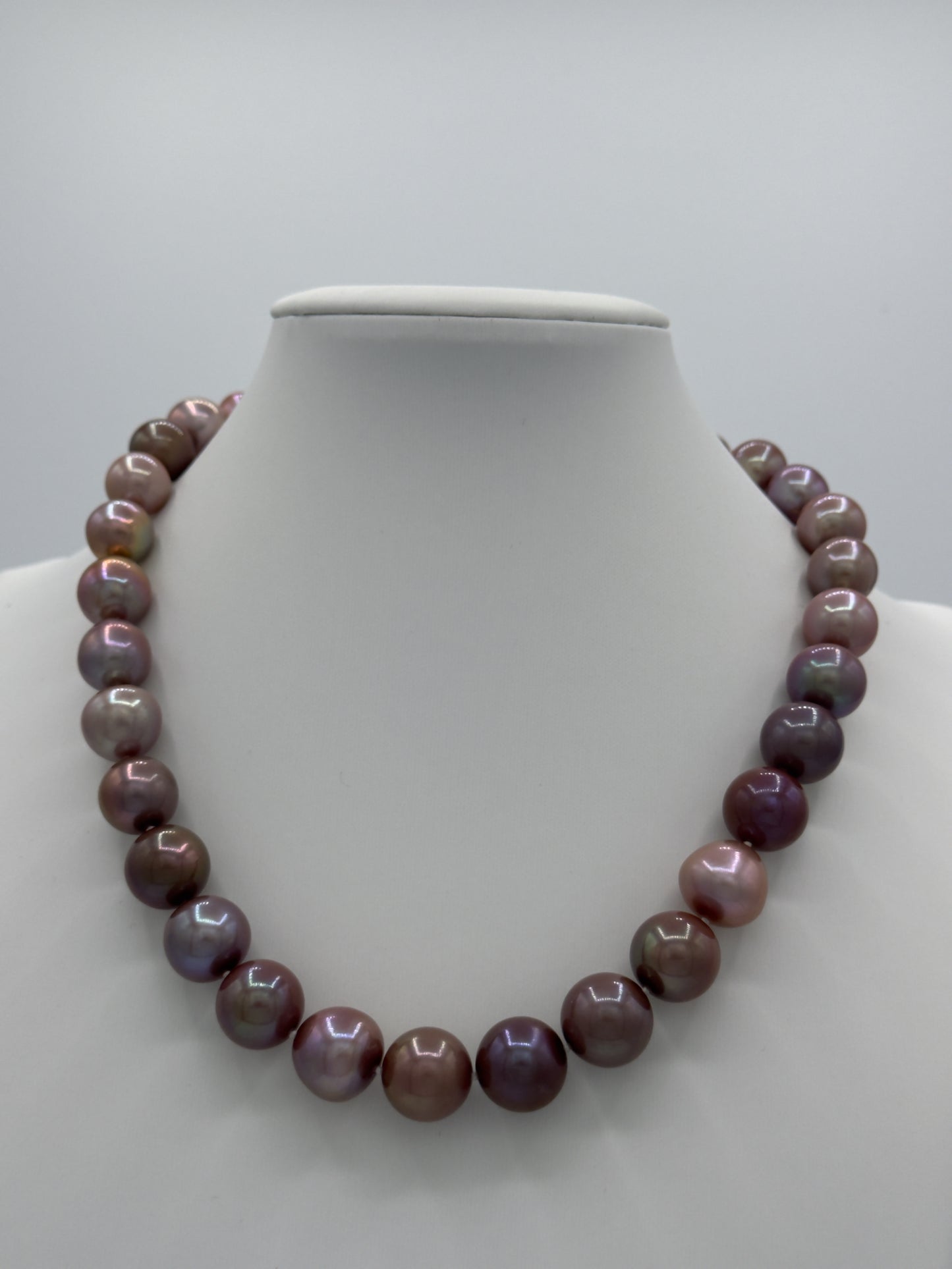 10.5-13.5mm Round Natural Purple Pearl Necklace