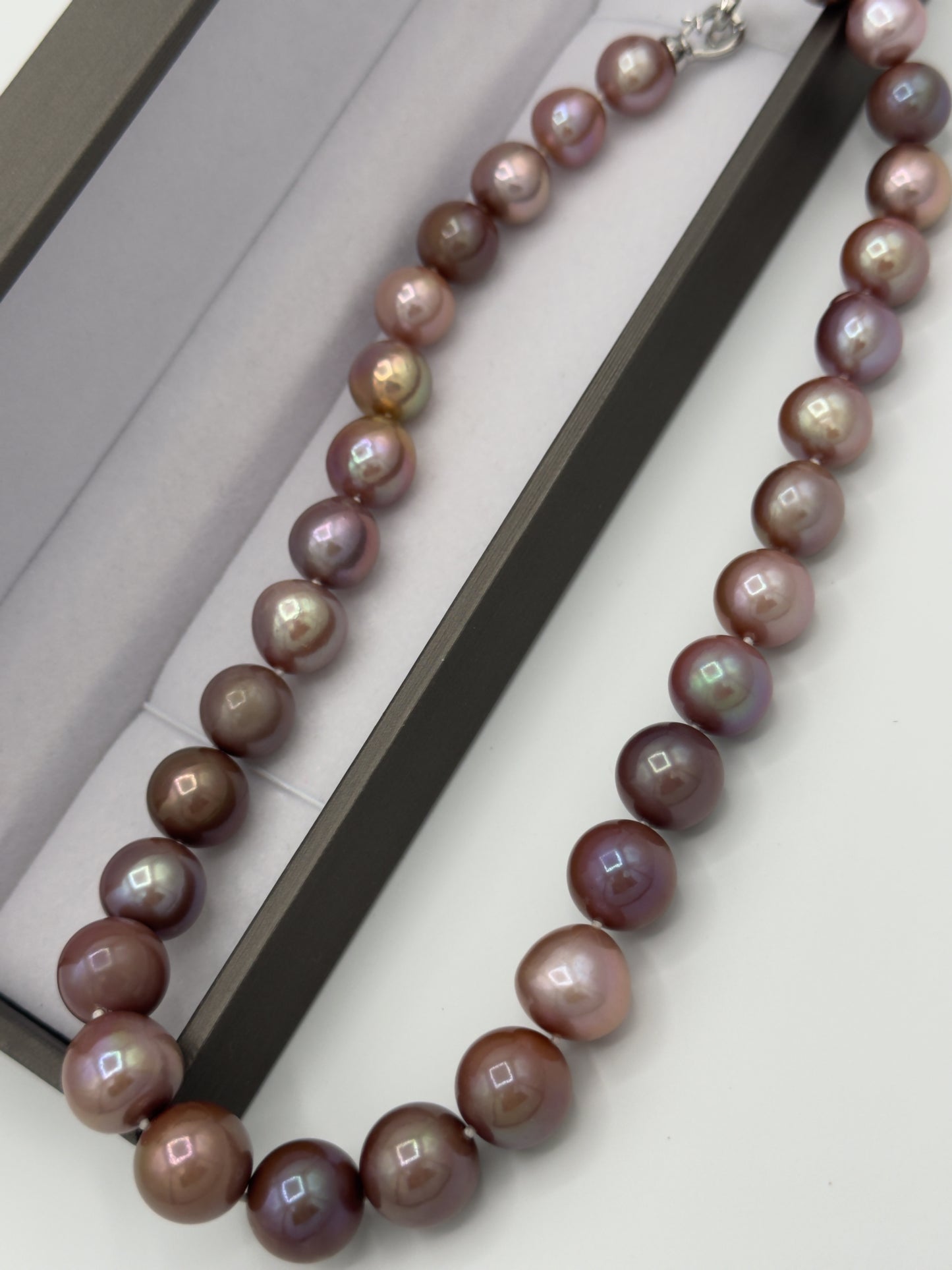 10.5-13.5mm Round Natural Purple Pearl Necklace