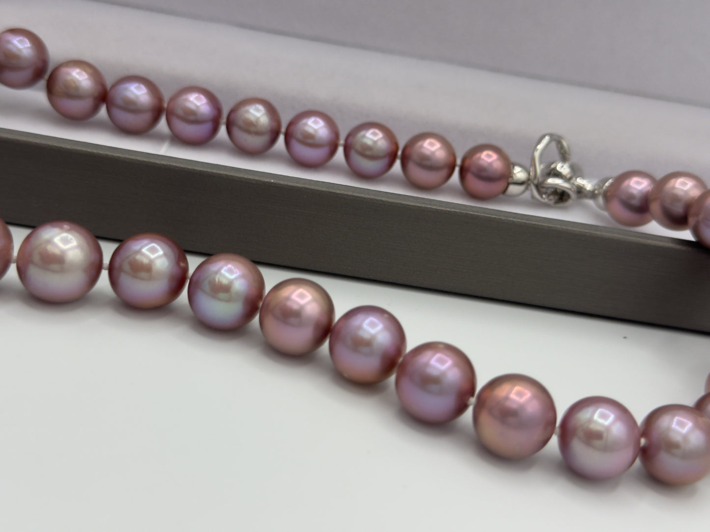 10.5-13.5mm Round Natural Purple Pearl Necklace