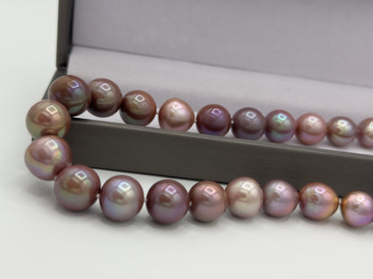 10.5-13.5mm Round Natural Purple Pearl Necklace