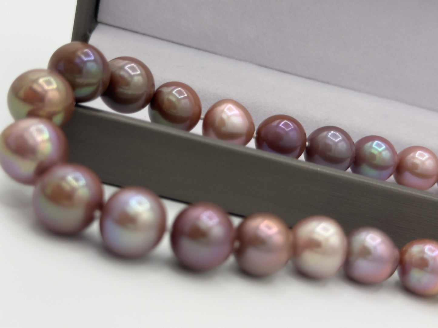 10.5-13.5mm Round Natural Purple Pearl Necklace