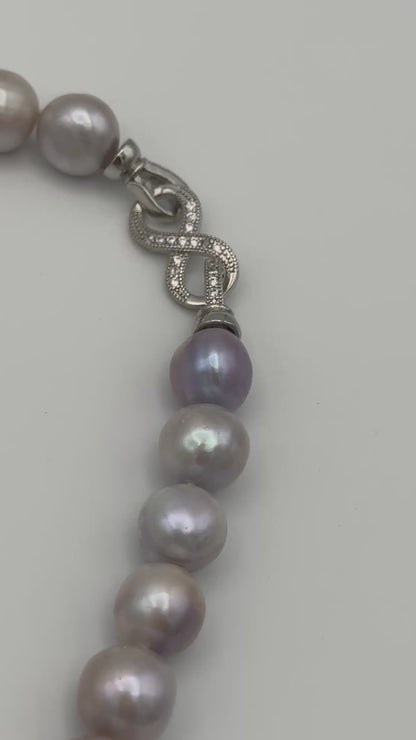 10-13.5mm Round Natural Silver/Purple/Blue Pearl Necklace